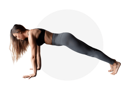 female yogi in plank pose